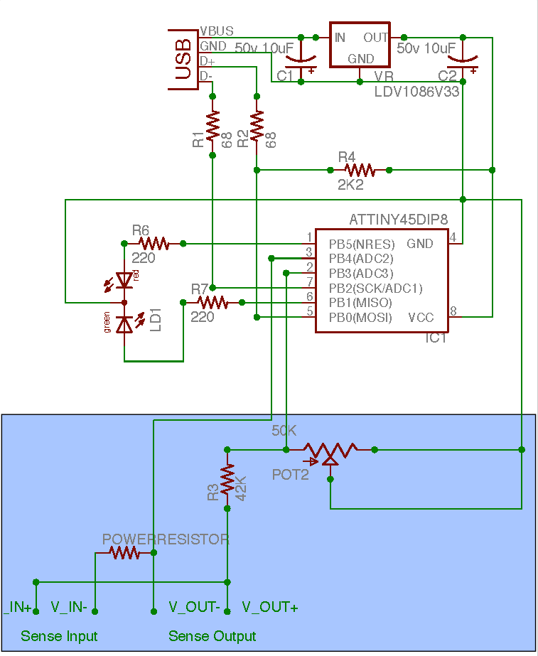 USB Volt/AMmeter Project Schematic